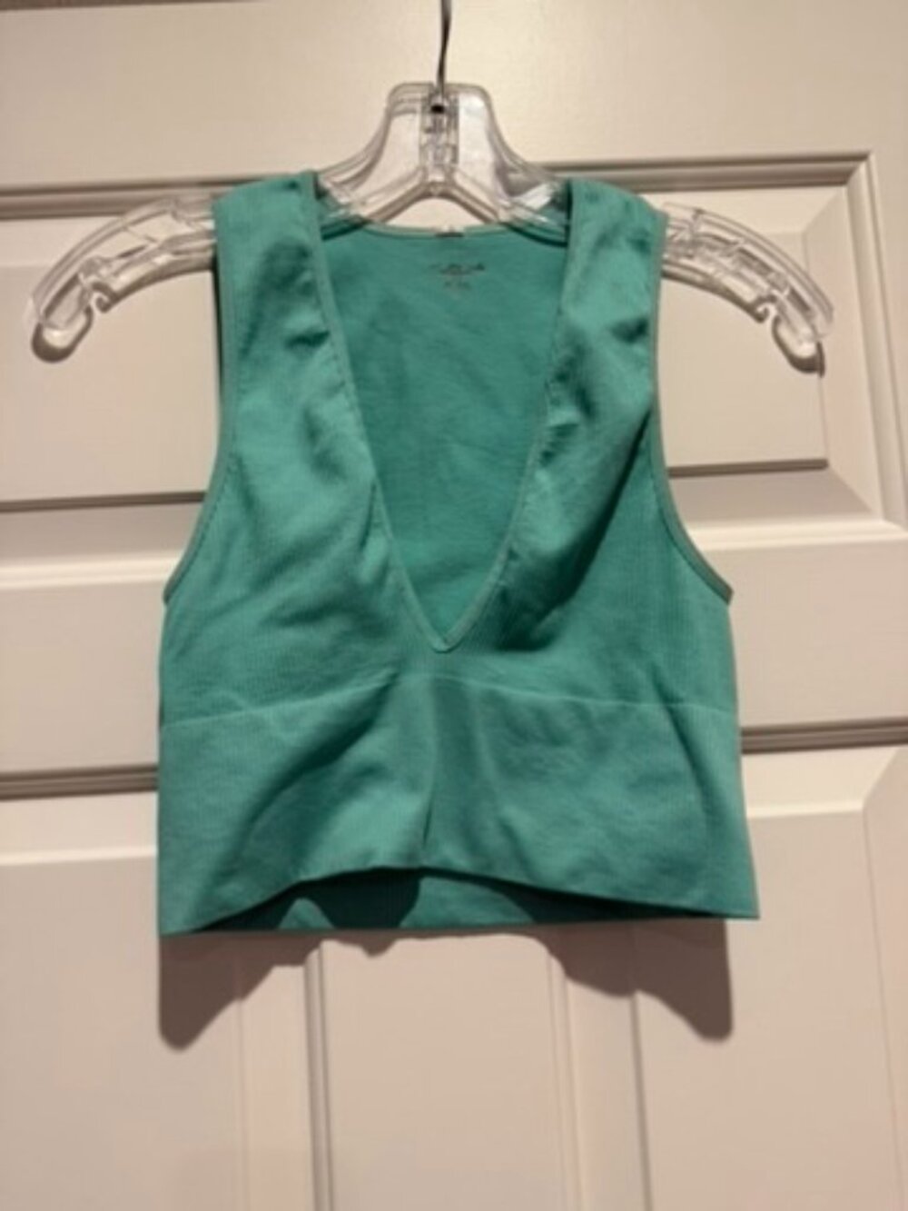 Out From Under by Urban Outfitters Aqua Deep V Crop Tank Top Size Medium